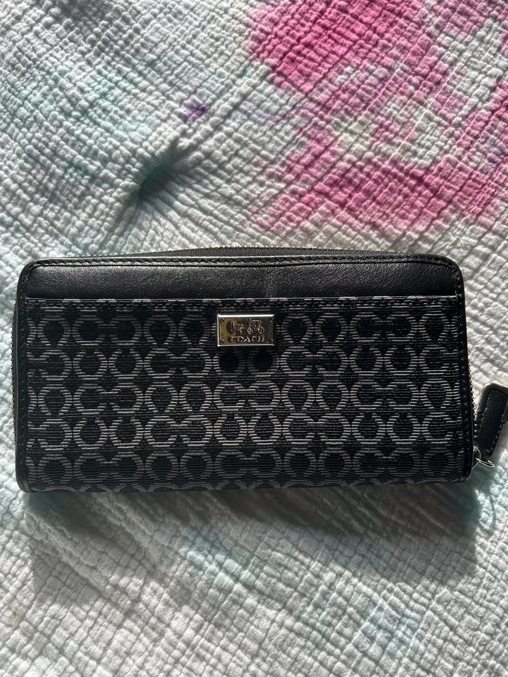 Coach Black & Dark Gray Signature Wallet